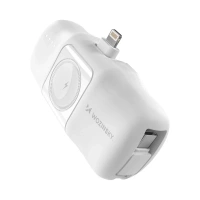Wozinsky WF16-YLS 5000 mAh 15 W Lightning Mini-Powerbank mit integriertem USB-C-Kabel und Apple Watch Ladegerät – Weiß