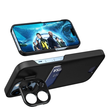 Leder Stand Case für Samsung Galaxy S23+ Card Wallet Cover mit Ständer schwarz