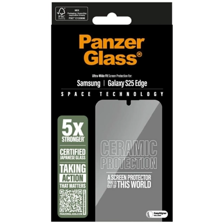 Szkło ceramiczne PanzerGlass Ultra-Wide Fit na Samsung Galaxy S25 Edge - przezroczyste