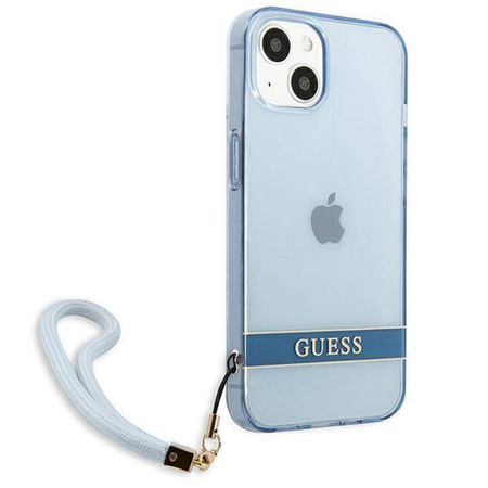 Schutzhülle IPHONE 13 Guess Hardcase Translucent Stap (GUHCP13MHTSGSB) blau
