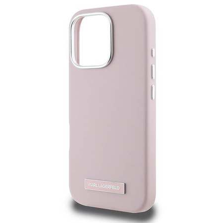Karl Lagerfeld nakładka do iPhone 16 Pro Max 6,9&quot; KLHMP16XPGMSRPP różowa Hardcase FW Metal Plate MagSafe