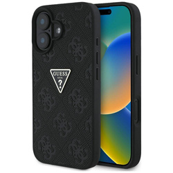 Schutzhülle IPHONE 16 Guess Hot Stamp 4G Pattern Triangle Metal Logo schwarz