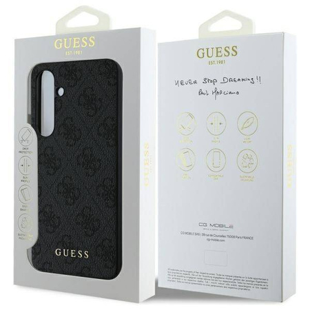 Oryginalne Etui GUESS hardcase 4G Metal Gold Logo GUHCS24FEG4GFGR do Samsung Galaxy S24 FE szary