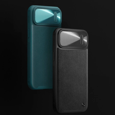 Nillkin CamShield Leather S Case iPhone 14 Pro Hülle mit Kameraabdeckung blau