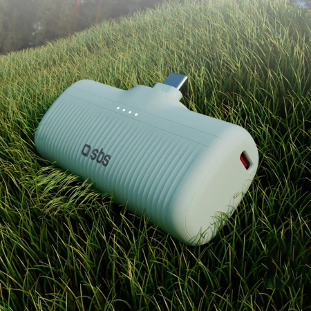 SBS EcoPower 5000 mAh 10W Powerbank with Built-in USB-C Port - Green
