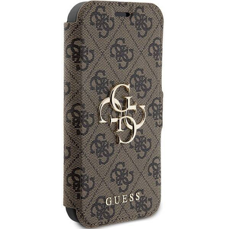 Original Case APPLE IPHONE 15 PRO Guess Book 4G Metal Gold Logo (GUBKP15L4GMGBR) brown