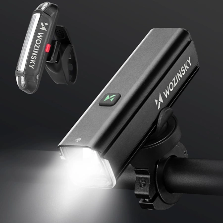 Zestaw lampek rowerowych Wozinsky WSBLB3 przednia (1000 lm) i tylna USB-C - czarny