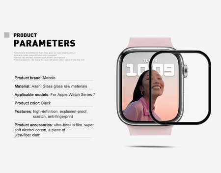 Mocolo 3D Glass Full Glue - Szkło ochronne na ekran Apple Watch 7 41 mm