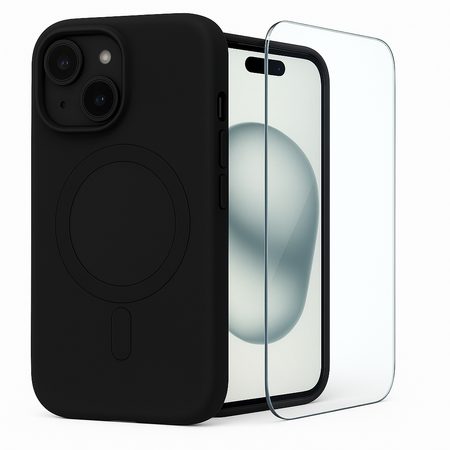 Etui do iPhone 15 MagSafe czarne + Szkło