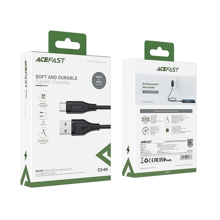 Acefast USB-Kabel - USB Typ C 1,2 m, 3 A schwarz (C3-04 schwarz)