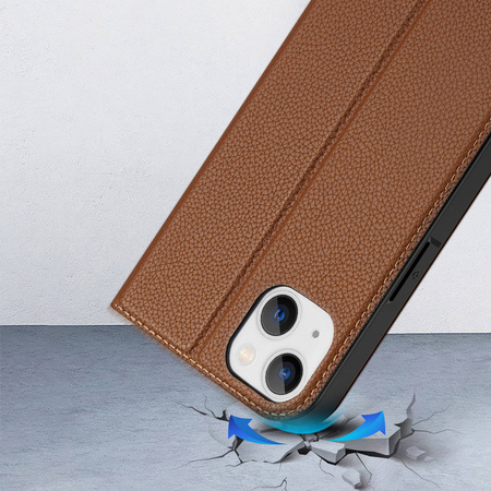 Dux Ducis Skin X2 Hülle für iPhone 14 Plus Hülle mit Magnetklappe braun