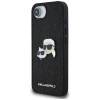 Karl Lagerfeld iPhone 16e Hülle mit festem Glitzer Karl&amp;Choupette Heads Metallstift - Schwarz