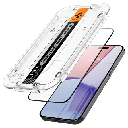 TEMPERED GLASS Spigen GLAS.TR &quot;EZ FIT&quot; FC 2-PACK IPHONE 15 PRO BLACK