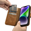 iCarer Oil Wax Wallet Case 2in1 Hülle iPhone 14 Leder Flip Cover Anti-RFID braun (WMI14220721-TN)