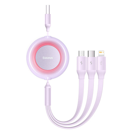 Baseus Bright Mirror 2 3in1 USB Type A cable - micro USB + Lightning + USB Type C 3.5A 1.1m purple (CAMJ010005)