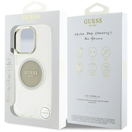 Guess IML Metal Colored Circle Classic Logo MagSafe - Etui do iPhone 16 Pro Max (szary)