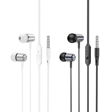 HOCO słuchawki przewodowe Jack 3,5 mm z mikrofonem M108 szare