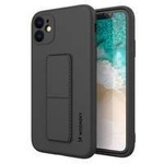 Wozinsky Kickstand Case elastyczne silikonowe etui z podstawką iPhone 12 Pro Max czarny