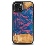 Hülle aus Holz und Harz für iPhone 13 Mini Bewood Unique Vegas – Rosa und Blau