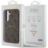 Guess 4G Collection Leder-Metall-Logo MagSafe-Hülle für Samsung Galaxy S24+ – braun