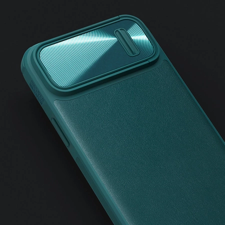 Nillkin CamShield Leather S Case iPhone 14 Pro Hülle mit Kameraabdeckung blau