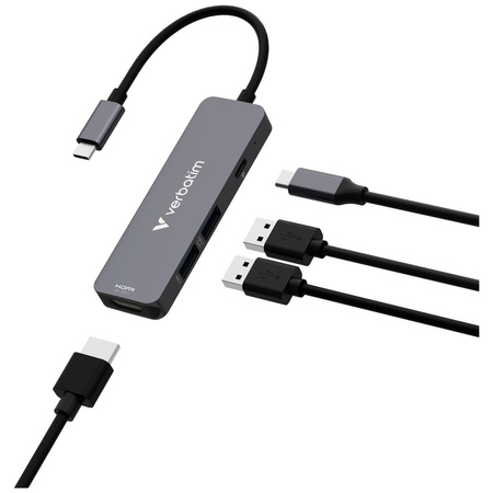 Adapter Hub Verbatim USB-C/HDMI/USB-A     3.2/USB-A 2.0 aluminiowy 32155