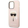 Original Handyhülle IPHONE 14 PRO Karl Lagerfeld Hardcase Silicone Karl`s Head hell-pink