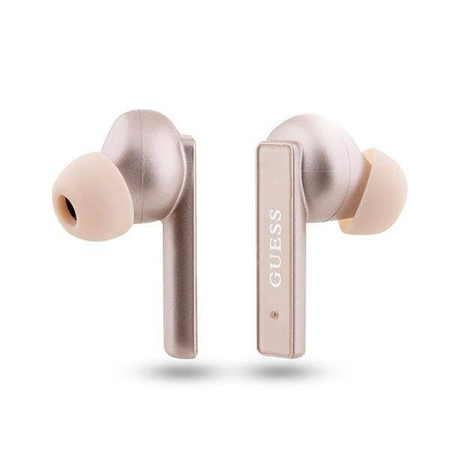 Słuchawki Bluetooth Guess Printed Logo TWS + stacja dokująca - różowo-złote