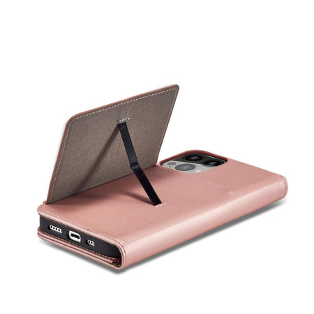 Magnet Card Case etui do iPhone 13 Pro Max pokrowiec portfel na karty kartę podstawka różowy