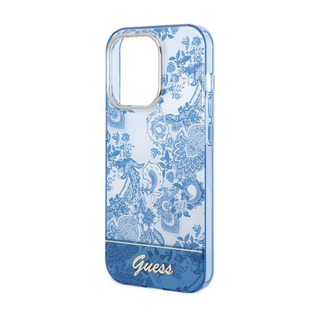 Guess Porcelain Collection - Etui iPhone 14 Pro (niebieski)