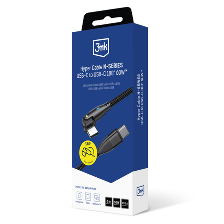 Accessories - 3mk Hyper Cable N-SERIES C to C 2m 20V/3A 60W Black - Swivel