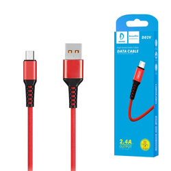DENMEN KABEL USB WZMACNIANY OPLOT MICR CZERWONY 1M D02V