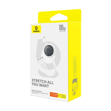 Baseus Free2Draw CB000084 einziehbares USB-C – Lightning /USB-C/Micro-USB-Kabel 100 W 1,1 m – Weiß