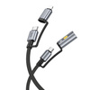 HOCO kabel All-in-one Typ C / Lightning do Typ C / Zapalniczka samochodowa PD 3A 60W U138 1,2 m szary
