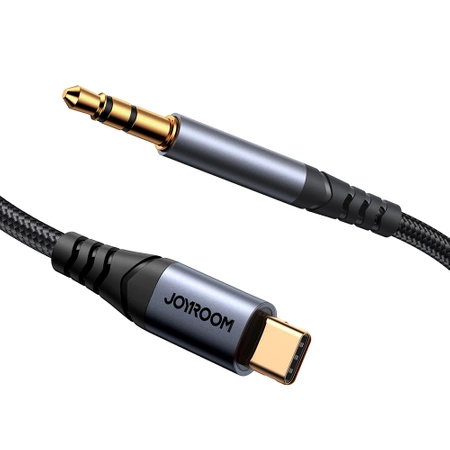 Joyroom stereo audio cable AUX 3.5 mm mini jack - USB-C for phone 1.2 m black (SY-A07)