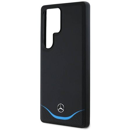 Original Case SAMSUNG GALAXY S25 ULTRA Mercedes Leather Contrasted Blue Horizontal Curve MagSafe black