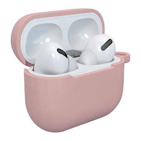 Etui do AirPods 3 silikonowy miękki pokrowiec na słuchawki + brelok karabińczyk zawieszka różowy (case D)