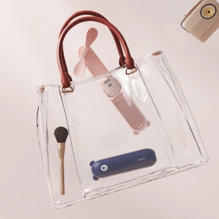 Mini wentylator Jisulife Handheld Fan Life8 przenośny wiatraczek USB z funkcją powerbanka 2000mAh i latarką - niebieski