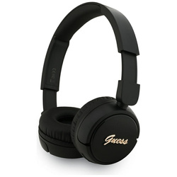 Guess Metal Logo Script - Bezprzewodowe słuchawki nauszne Bluetooth V5.3 (czarny)