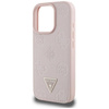 Guess Grained Hot Stamp Peony Triangle Logo MagSafe - Etui do iPhone 16 Pro Max (różowy)