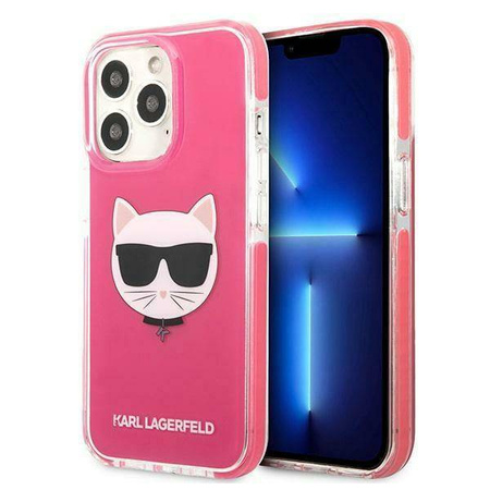 Original Handyhülle IPHONE 13 PRO Karl Lagerfeld Hardcase Choupette Head (KLHCP13LTPECPI) rosa