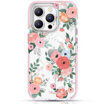Kingxbar Flora Series magnetyczne etui iPhone 14 MagSafe ozdobione nadrukiem w kwiaty rose