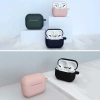 Hülle für AirPods 3 Silikon Softcase für Kopfhörer + Schlüsselanhänger Karabinerverschluss Anhänger schwarz (Hülle D)