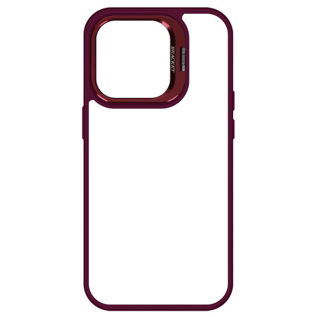 Tel Protect Kickstand case + szkło na aparat (lens) do Iphone 14 Pro Max burgundowy