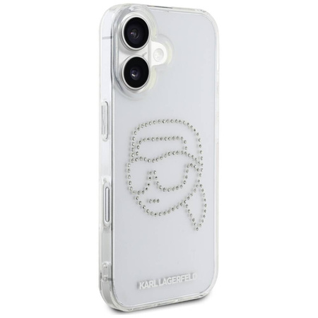 Original Case IPHONE 16 Karl Lagerfeld Hardcase IML Rhinestones Karl Head transparent