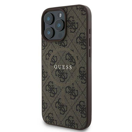Original Case IPHONE 16 PRO Guess Hardcase 4G Ring Classic Logo MagSafe (GUHMP16LG4GFRW) brown