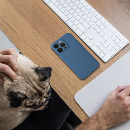 Futerał SILICONE MAG COVER kompatybilny z MagSafe do IPHONE 16 Plus niebieski