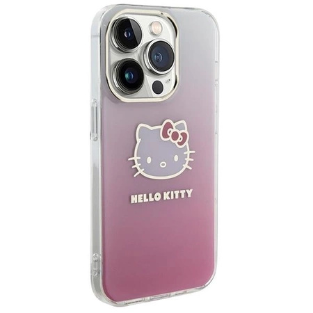 Hello Kitty IML Gradient Electrop Kitty Head Hülle für iPhone 15 Pro Max – Rosa