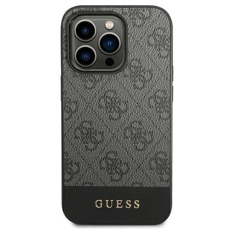 Guess 4G Bottom Stripe Metal Logo Collection - Etui iPhone 14 Pro Max (szary)
