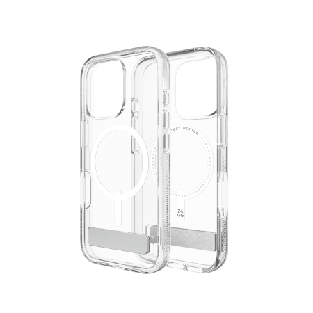 ZAGG Crystal Palace Snap Kickstand MagSafe Case with Stand for iPhone 16 Pro - Clear